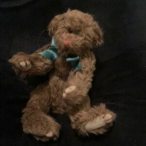 TY 1992 Brown Teddy Bear with Blue Bow